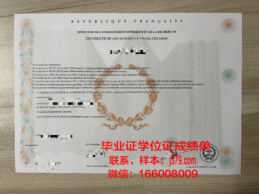 马赛国立美术学院毕业证学位文凭学历Diploma