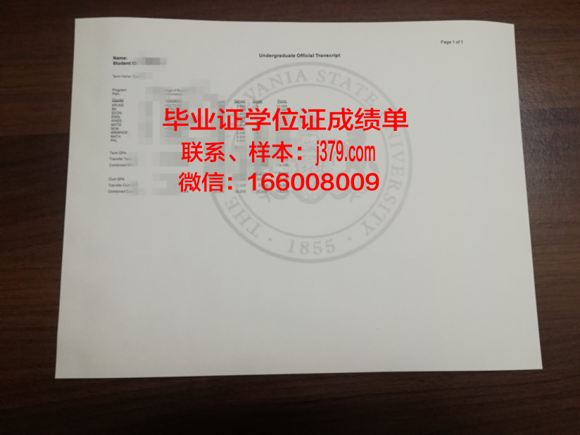 美国宾夕法尼亚州立大学高级学历证明
