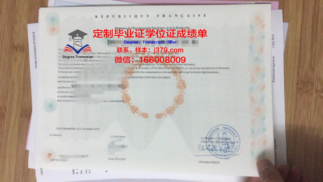 蒙彼利埃综合理工学院官方毕业文凭