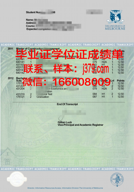 澳大利亚学历证书与成绩单摘要