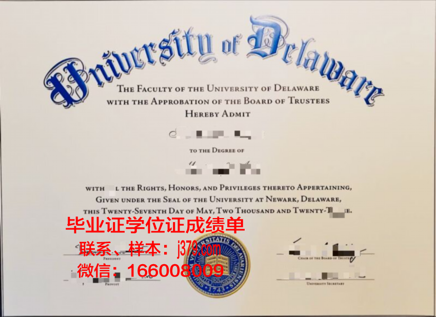 特拉华州立大学本科学位文凭