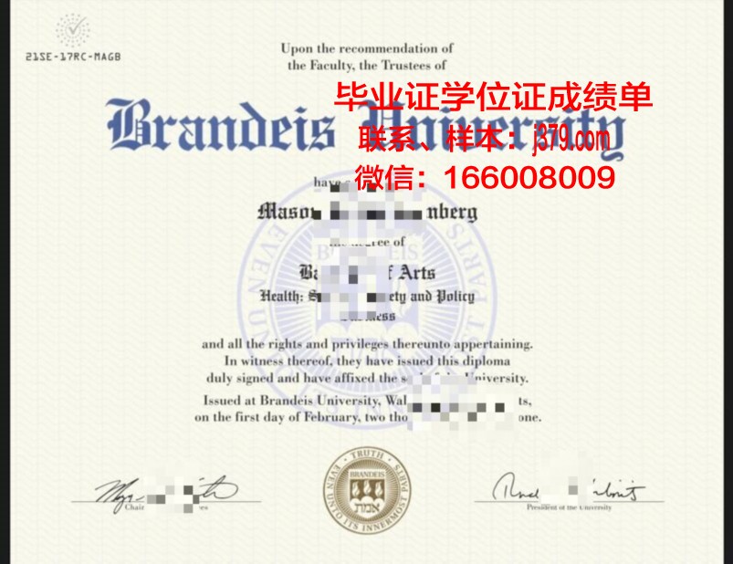 布兰迪斯大学学业证明与成绩单